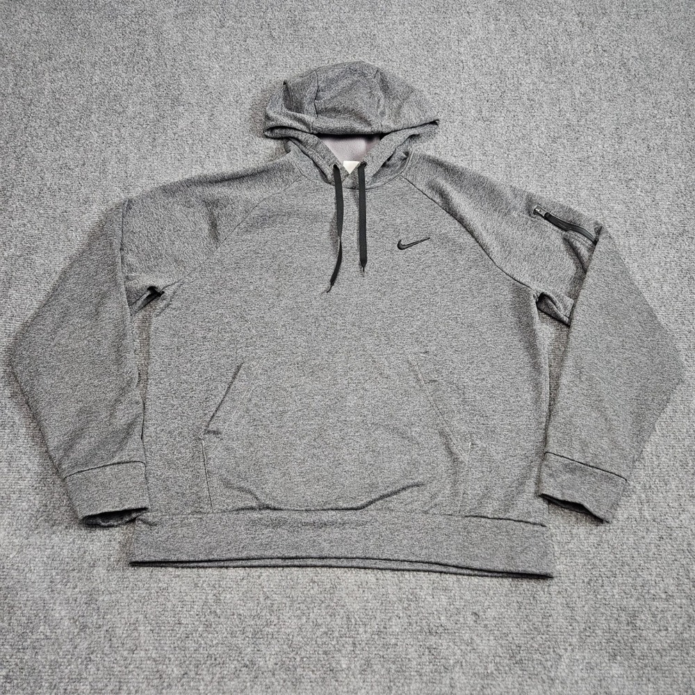 Nike Hoodie‎ Mens Large Grey Therma-FIT Pullover Sleeve Pocket Sweatshirt Active